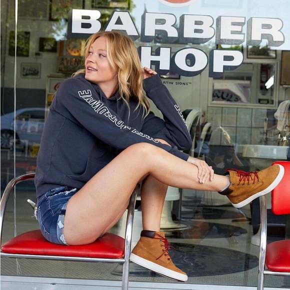 Timberland Tan and Red High-Top Shoes - Picture 2 of 5